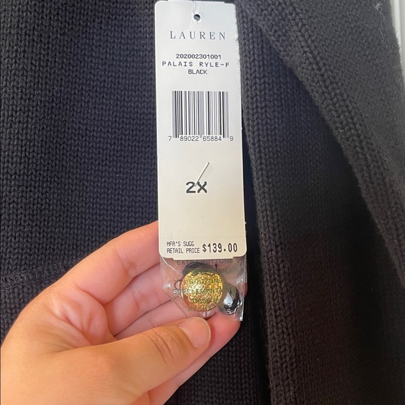 New Lauren Ralph Lauren Sweater Party Holiday Black Size 2X Read Description - Picture 3 of 16